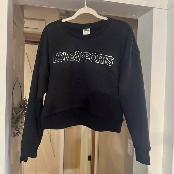 Love & Sports Tops - Love & Sports Crop Black Sweatshirt